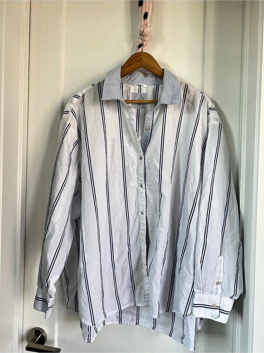 Aerie Striped Button Down in White & Blue